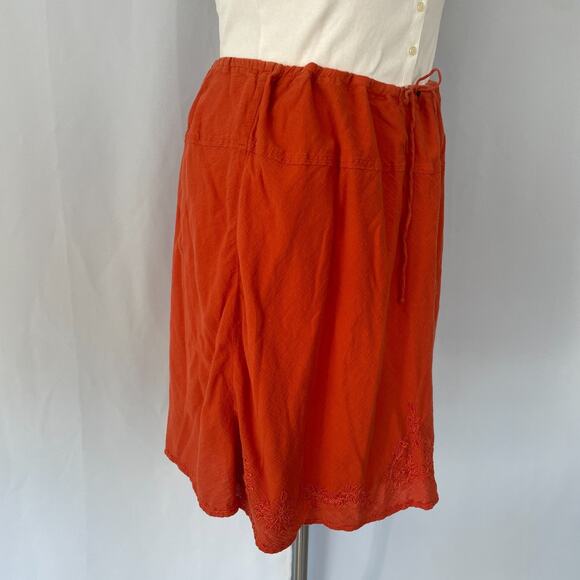Boho Skirt Plus Size 2X Orange Solid Embroidered Pull On Lagenlook Y2K Fairy - Picture 7 of 13